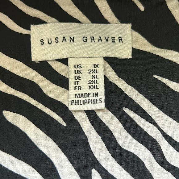Susan Graver zebra print tiered sleeveless v-neck midi dress size 1X - Picture 6 of 8